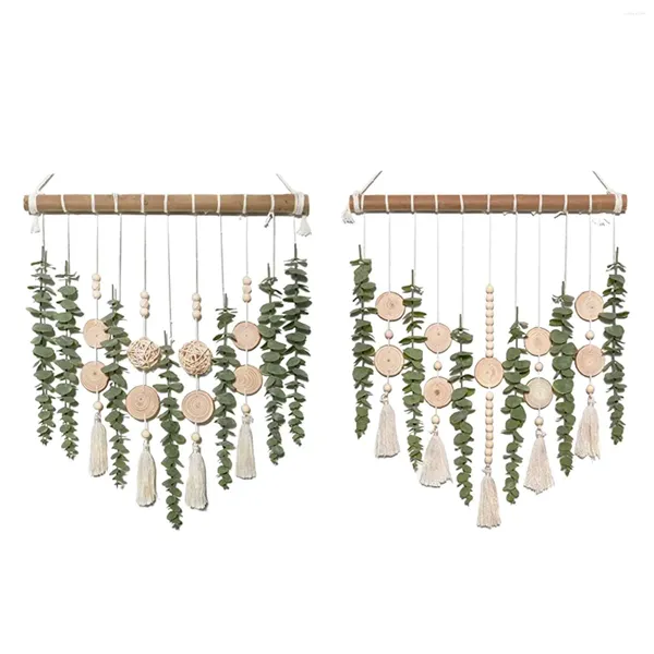 Flores decorativas artificial eucalipto parede pendurado decoração arte moderna falso vegetação macrame tapeçaria para banheiro