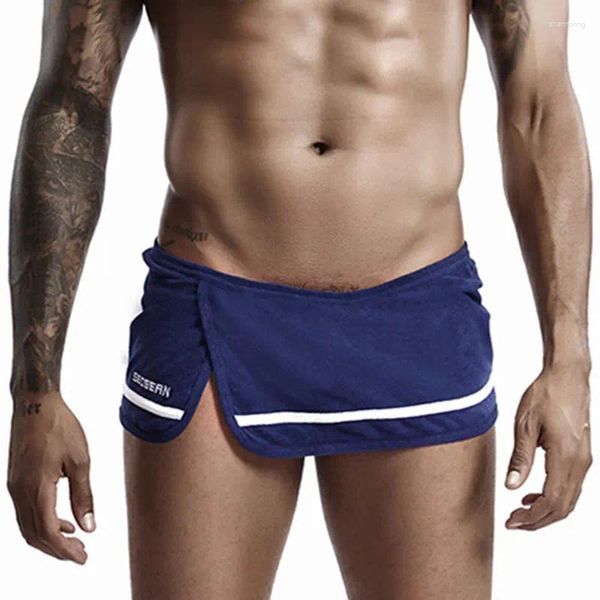 Pantaloncini da corsa 80% cotone Intimo sportivo Palestra di casa per uomo Gonna corta con slip in rete Allenamento fitness Boxer sexy traspiranti