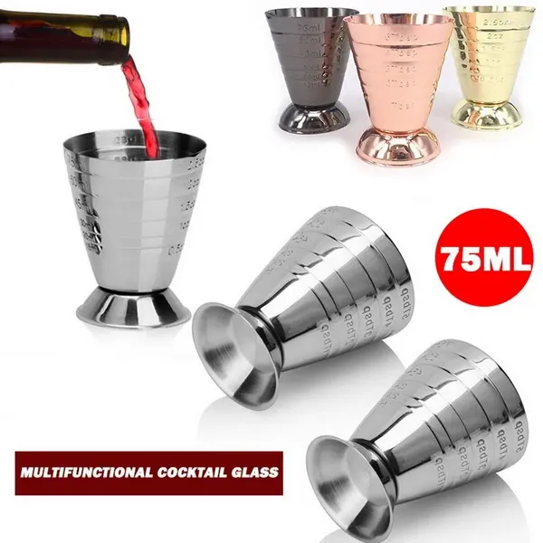 Tumblers de aço inoxidável 304 Copo de medição mágica Cocktail Onça de vidro anel graduado com 75ml