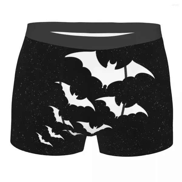 Cuecas morcegos na noite boxer shorts para homme 3d impresso masculino halloween goth bruxa oculta calcinha cuecas macias