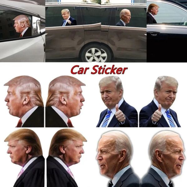 2024 Elezioni Trump Decalcomanie Adesivi per auto Divertenti Banner Bandiere Sinistra Destra Finestra Staccare Impermeabile PVC Decalcomania per feste FY3761 0317