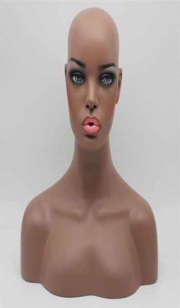 Реалистичный женский черный манекен из стекловолокна, манекен, голова, бюст для кружевного парика и дисплея ювелирных изделий EMS 236S3659607