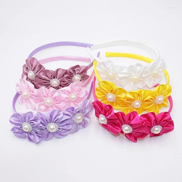 Acessórios de cabelo bonito flores menina hairband moda pérolas floral banda criança doce presente de aniversário bandanas