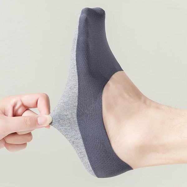 Мужские носки невидимые полые сетчатые дышащие носки из ледяного шелка для мужчин и женщин летние силиконовые противоскользящие короткие носки на каблуке из тонкого хлопка