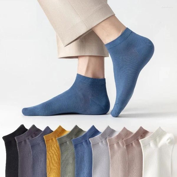 Meias masculinas primavera curta negócios suor absorvente calcetines 95 algodão antibacteriano anti-pilling barco tornozelo