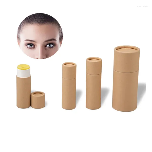 Bottiglie di stoccaggio 5 Pz/lotto Carta Kraft Push Up Tubi Cartone Biodegradabile Cosmetico Imballaggio Cilindrico Lip Deodorante Contenitore