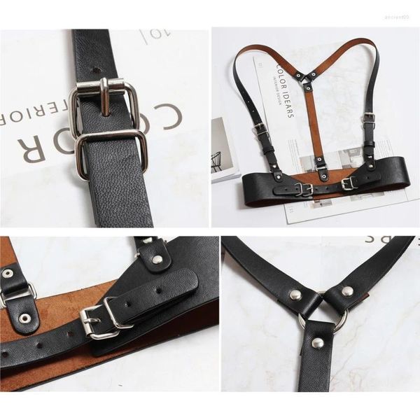 Gürtel Leder Strapsgürtel Punk Harness Unterbrust Korsett Top mit Riemen Taille Cincher Sexy