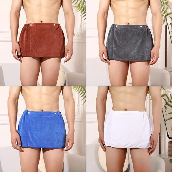 Herren-Nachtwäsche, 1 Stück, Herren-Nachtwäsche, kurze Handtuchhose, sexy Schlafhose, Mikrofaser-Pyjama, seitlich geteilter Bademantel, Culottes, weich, dick