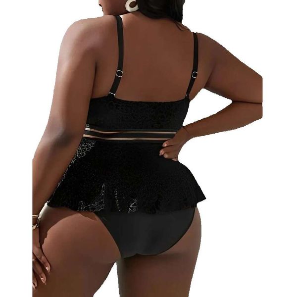 Damenbadebekleidung Zweiteiliger Badeanzug Kleid Frauen Tankini 2024 Plus Große Größe Weiblich Schwarz Baden Schwimmen Badeanzug Beachwear 4XL GG