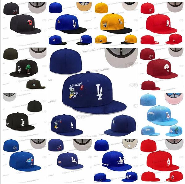 66 Farben Herren Flache geschlossene Kappen in voller Größe Mode Hip Hop Herzen Grau Blau Schwarz Buchstabe Chicago Baseball Sports All Team Fitted Hats Love Hustle VIP13-04