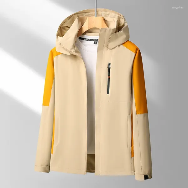 Jaquetas masculinas 2024 primavera outono homens casuais outerwear preto cinza amarelo vermelho azul com capuz masculino leve casaco diário traje de viagem