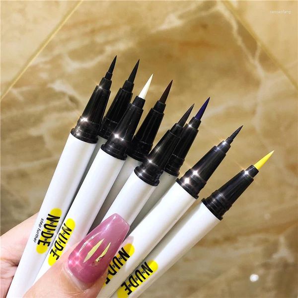 Statuette decorative Zq Color Eyeliner liquido Non sbava Impermeabile Resistente al sudore Lunga durata Bianco Marrone Blu Naturale Testa sottile Estremamente