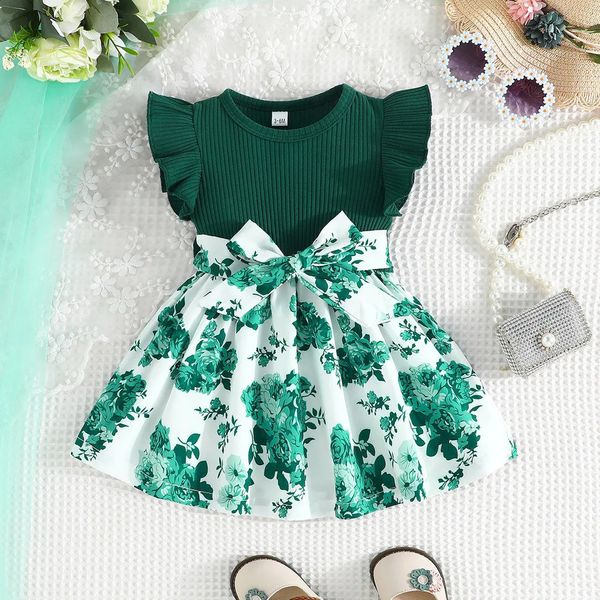 Vestido para crianças 336 meses manga borboleta bonito floral verão princesa vestidos formais Ootd nascido bebê menina 240311