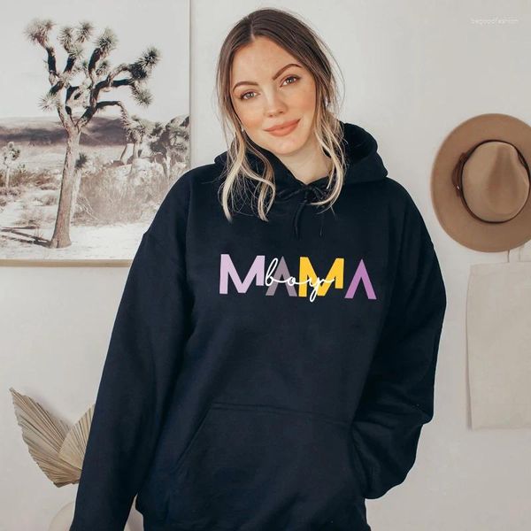 Damen Hoodies Boy Mama Hoodie Vintage Muttertagsgeschenk Kapuzenpullover Cute Mom Life Mutterschaft Pullover Sweater 5XL