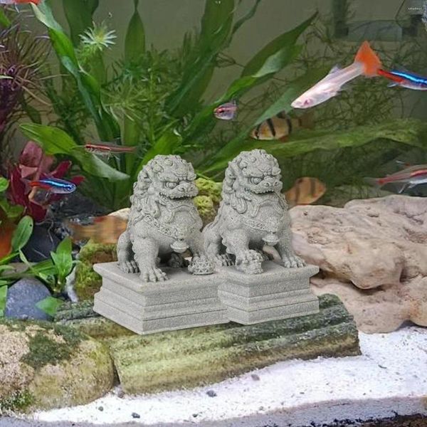 Dekorative Figuren, 2 Stück, Mini-Stein-Löwen-Statuen, Miniatur-kleines Aquarium, Dekoration für Bücherregal, Tisch, Frühlingsfest, Souvenir-Geschenk