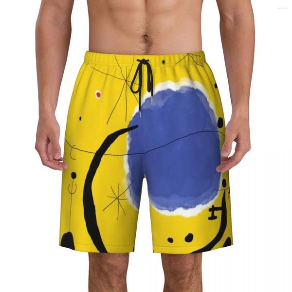 Shorts masculinos The Gold Of Azure Swim Trunks Swimwear Quick Dry Beach Board Joan Miro Arte Abstrata Natação Boardshorts