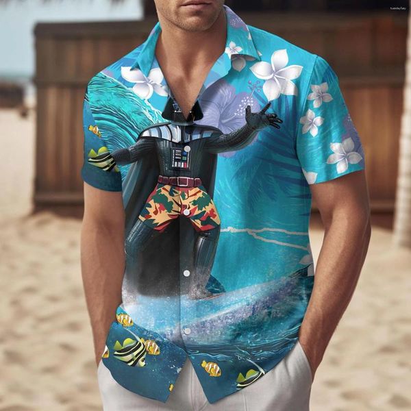 Camicie casual da uomo Vader Surfing Camicia hawaiana 3d stampato divertente per uomo Abbigliamento moda oversize Y2k Top bavero