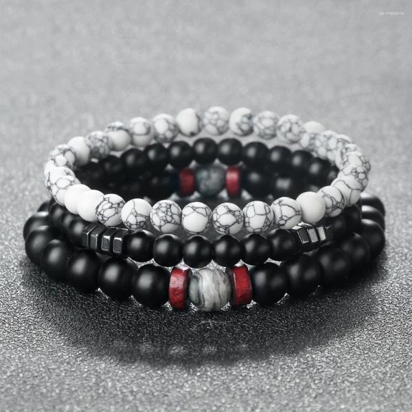 Braccialetti di moda Set da uomo Nero naturale Roccia lavica Agate Occhio di tigre Pietra Energia Bracciale Donna Perline elastiche Bracciale Gioielli Yoga