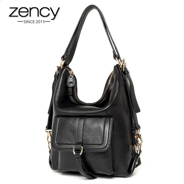 Zycy Mode Frauen Umhängetasche 100 Echtes Leder große Kapazität Handtasche Multifunktion Gebrauch Satchel Crossbody Messenger Geldbörse 240307