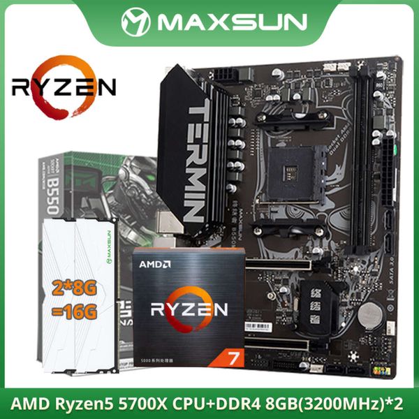 Maxsun amd b550m com memória cpu ryzen 7 5700x ddr4 16gb (8gb * 2) 3200mhz kit placa-mãe desktop computador jogos mainboard conjunto