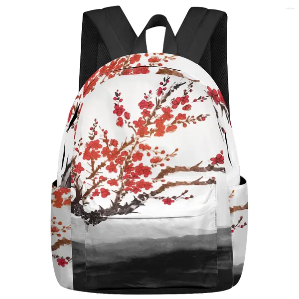 Mochila Cherry Blossom Tinta Estudante Sacos Escolares Laptop Personalizado para Homens Mulheres Feminino Viagem Mochila