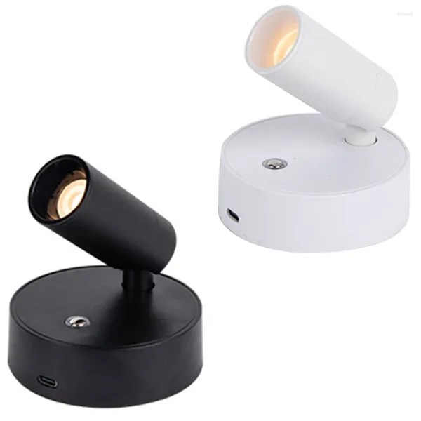 Lâmpada de parede LED arandelas luz 360 ° controle de toque rotativo 3 níveis de brilho modos de cor luzes 1800mAh bateria operada