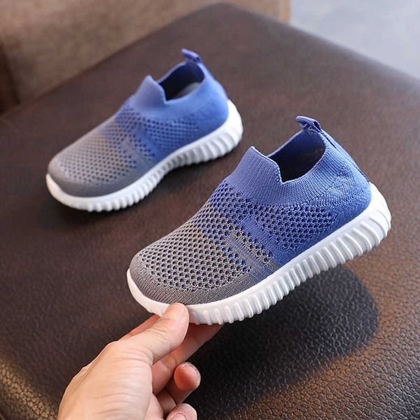 HBP Non-Brand Großhandel Baby Kleinkind Kinder Strickschuhe hochelastisches Mesh Lässige rutschfeste weiche Unterseite Kinder Sneaker Mädchen Jungen