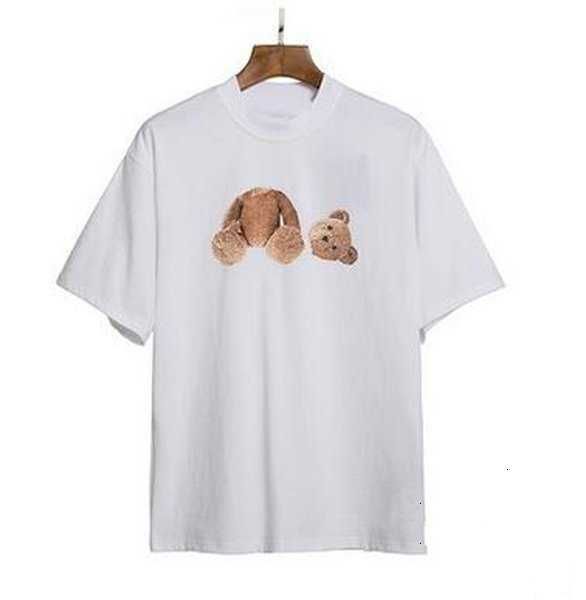 Ss Мужские футболки с принтом плюшевого мишки Черно-белая розовая футболка Мужские женские пальмовые футболки с короткими рукавами Дизайнерская хлопковая одеждаgz2b