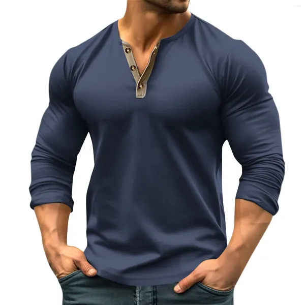 T-shirt da uomo Camicia da uomo Camicetta con stampa casual unica Scollo a V maniche lunghe Camisa Social Masculino da allenamento primaverile