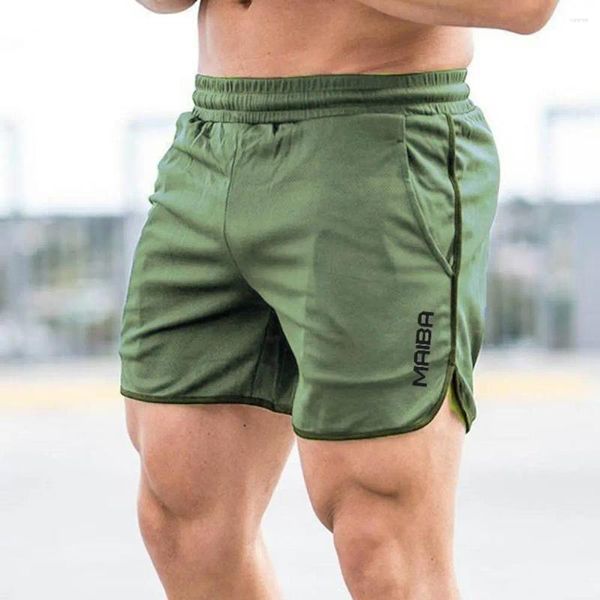 Pantaloncini da uomo allenamento traspirante fitness ad asciugatura rapida con tasche laterali a fessura vita media elastica streetwear per attivi