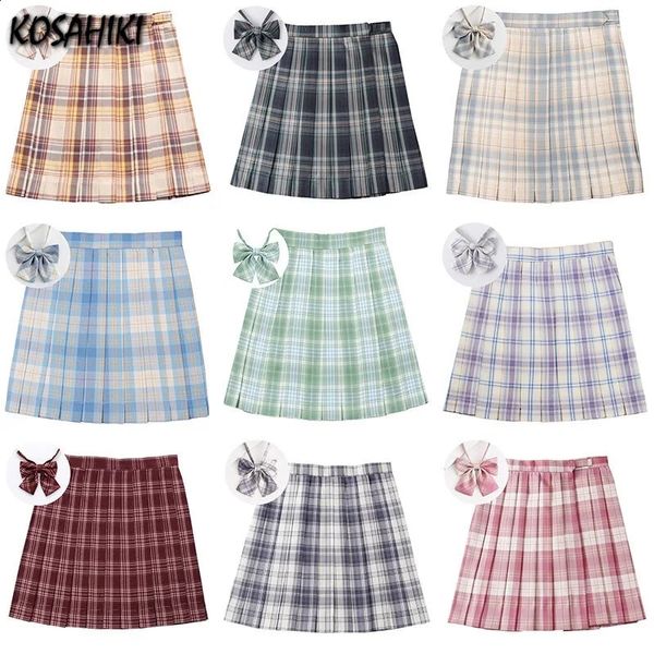 KOSAHIKI School Girl Uniforme Gonne a pieghe 17 colori Giapponese a vita alta A-Line Y2k Gonna scozzese Arco Sexy Uniformi JK per donna 240314