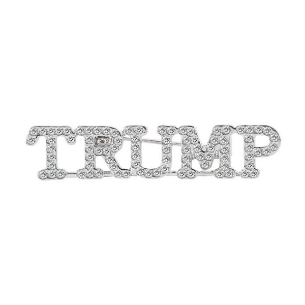 Luxuriöse Kristallunterstützung Trump 2024 Brosche DIY Diamond Badge Crafts 2024317