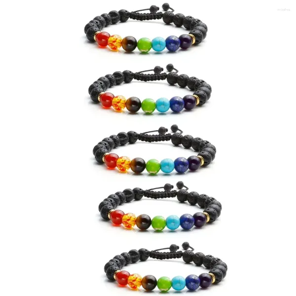 Strand Ayliss 7 Chakras Gem Stone Pulseira Natural Yoga Reiki Oração Pulseiras Ajustáveis 8mm Lava