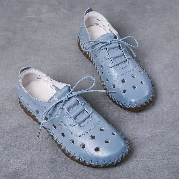 Piatti blu piatti piatti scarpe da corsa femminile allacciate in pelle piatti da donna scarpe da balletto da donna morbida mocasins madre mamma