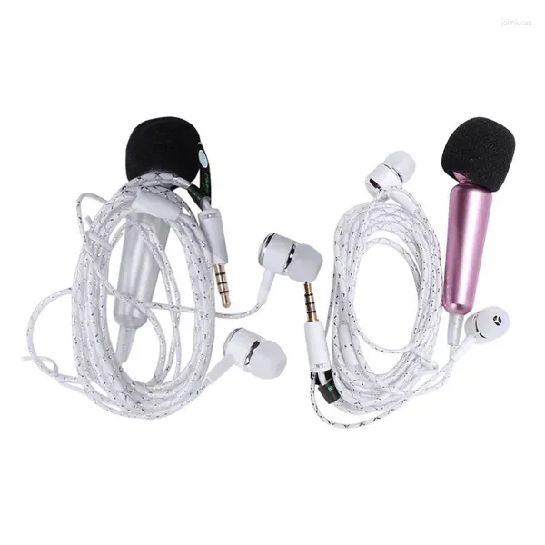 Microfones portátil fone de ouvido microfone 3.5mm mini condensador de karaokê para computador de telefone com fone de ouvido