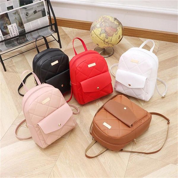 Sacos escolares 1 pc multi-função PU couro ombro mini pequena mochila senhoras telefone bolsa pacote para mulheres