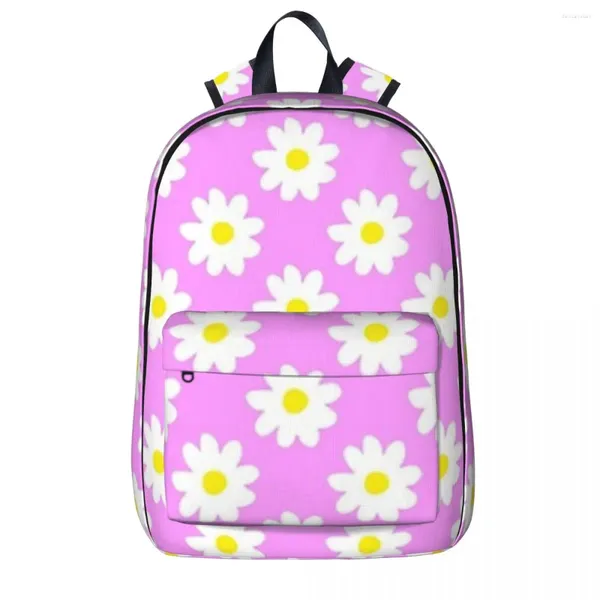 Sırt çantası sevimli papatya çiçek desen sırt çantaları büyük kapasiteli çocuk okul çantası omuz dizüstü bilgisayar çantası gündelik seyahat