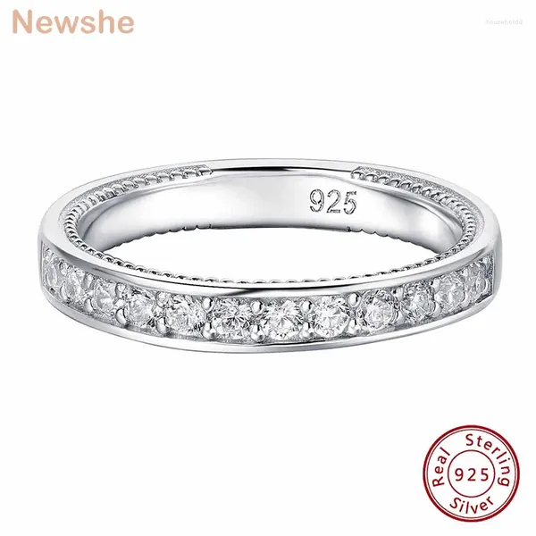 Anéis de cluster Ela sólida 925 prata esterlina de alta qualidade polonês metade banda infinita para mulheres anel de noivado 5a cz jóias de casamento