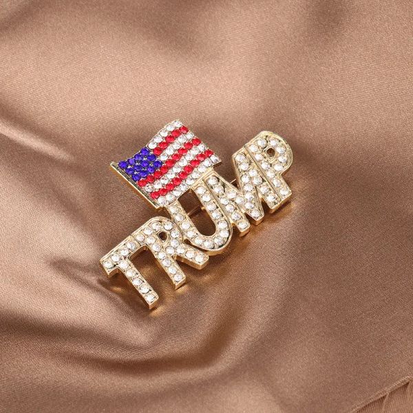 Supporto di diamanti Bling Spilla Trump Spilla commemorativa commemorativa della campagna repubblicana patriottica americana 2 stili 2024317