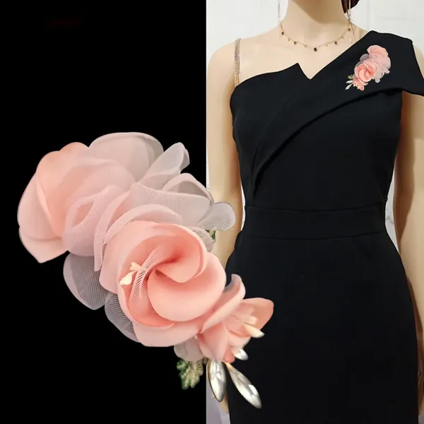 Broschen Mode Stoff Blume Brosche Pins Kristall Corsage High-end Elegante Revers Pin Hochzeit Party Für Frauen Zubehör