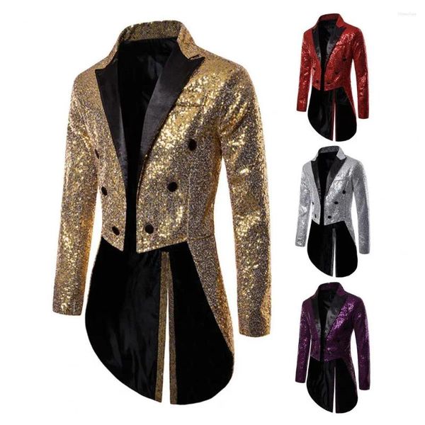 Ternos masculinos com bolso remendo, casaco de boate brilhante, jaqueta de lantejoulas para homens, terno de baile, glitter, palco embelezado