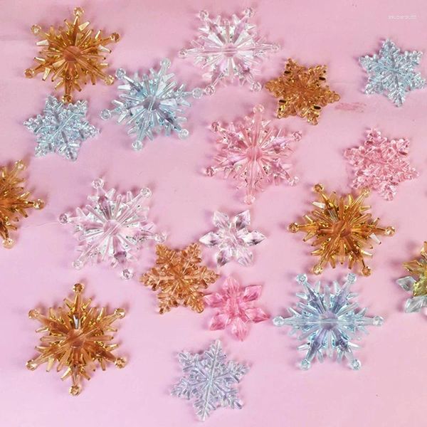 Decorazioni natalizie 10 pezzi ornamenti di fiocchi di neve di cristallo acrilico trasparente fiocco di neve pendenti per albero di natale decorazione per la casa festa dell'anno fai da te