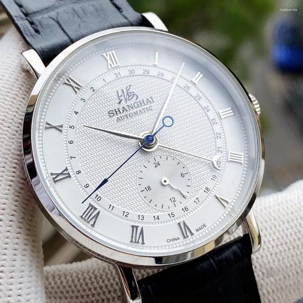 Relógios de pulso Shanghai Relógio Automático Homens 37mm Relógios de Luxo Negócios Mecânicos China Relógios Clássicos 1963 Cristal Safira