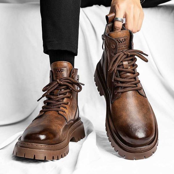 Hbp não-marca jinbeile botas de inverno masculinas de alta qualidade ao ar livre sapatos de moda casual atacado botas masculinas sapatos de couro masculino vestido bota