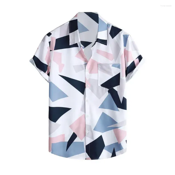 Camicie casual da uomo Abbigliamento da spiaggia leggero Camicia hawaiana con stampa floreale tropicale per uomo Top da vacanza al mare con taschino sul petto