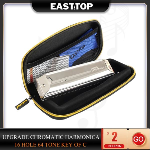 Instrumente EASTTOP Mundharmonika Musikinstrumente Tonart C 16 Löcher 64 Töne Chromatische Instrumente Musicales Chromatic Competitive ETP16