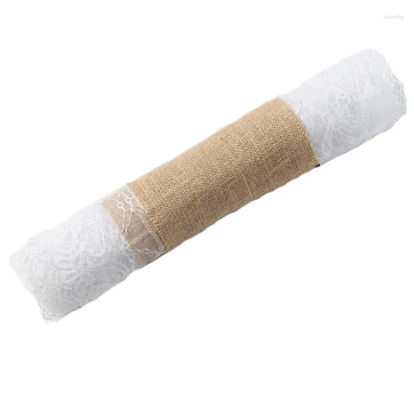 Tischdecke Jute Sackleinen Spitze Hessischer Läufer 45 x 280 cm Vintage Event Partyzubehör für Hochzeitszubehör