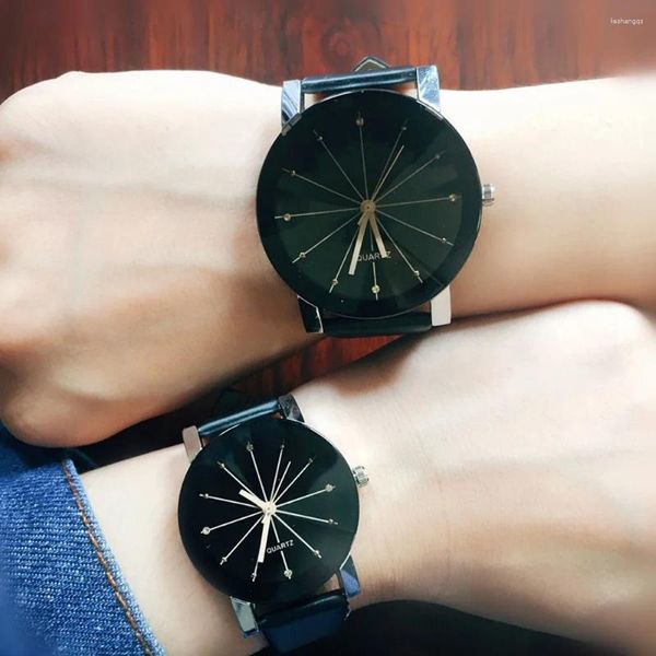 Principais relógios de estilo Moda de moda Mulheres assistem à banda de couro de luxo Analog Quartz Wristwatch Ladies Relógios Black Relloj RECO DE MUJER