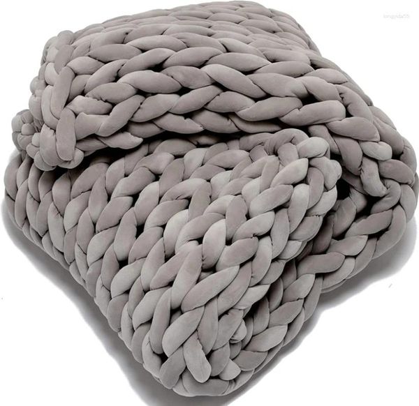 Одеяла, модное теплое ручное вязаное одеяло из толстой большой пряжи в клетку, для дивана-кровати