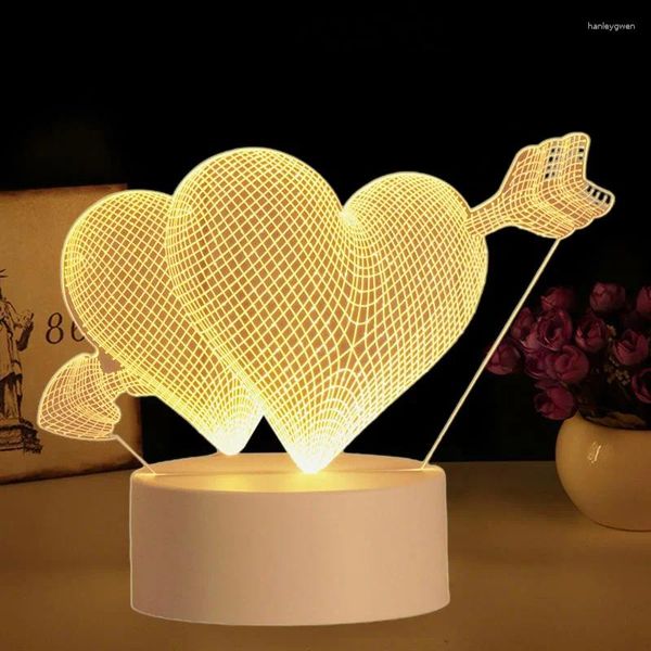 Lâmpadas de mesa Acrílico 3D Noite LED Luzes Lâmpada USB Romântico Sinal de Néon Decorações de Natal Casa Quarto Decoração de Aniversário Presentes de Casamento